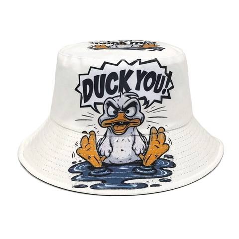 Chapeau Bob En Canevas Imprimé Canard En Colère Streetwear Protection Solaire Respirant Rétro Chapeau De Soleil