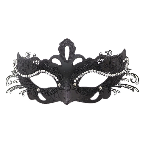 Masquerade Mask Butterfly Metal Hollow Cutout Rhinestone Glitter For Halloween Carnival Party Performance Accessory