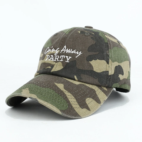 Cappellino Da Baseball In Cotone Mimetico Ricamo Di Lettere Regolabile Stile Lavato Consumato Per Uomini Donne Outdoor Casual