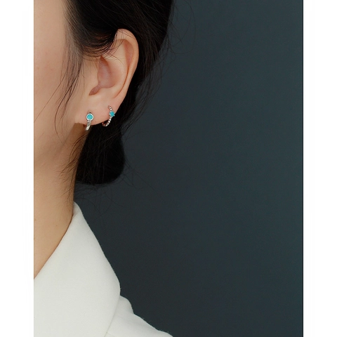 Beaded Huggie Hoop Oorbellen Met 925 Sterling Zilveren Oorknopje Kleurrijke Ronde Zirkoon INS Stijl Minimalistische Sieraden