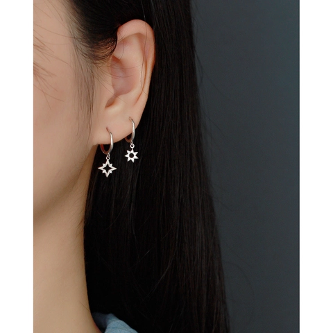 Pendientes De Aro De Estrella Plata De Ley 925 Circonita Incrustada Joyería Minimalista Para Mujeres