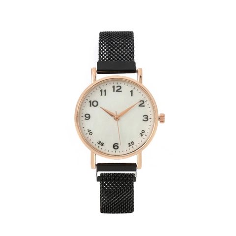 Women's Quartz Watch Milanese Mesh Strap Magnetic Buckle Arabic Numerals Simple Casual Elegant Wristwatch