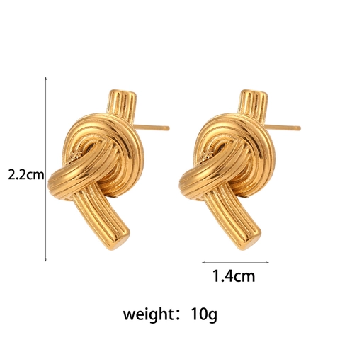 Knoten Ohrstecker Edelstahl Gebürstete Textur Vakuum Vergoldet Statement Mode Schmuck Für Damen