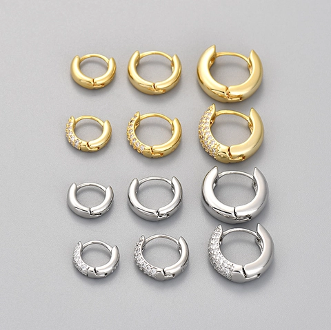 Copper Hoop Huggie Ohrringe Mit Silbernem Ohrstecker Zirkonia Pavé Schlicht Geometrischer Modeschmuck Für Damen
