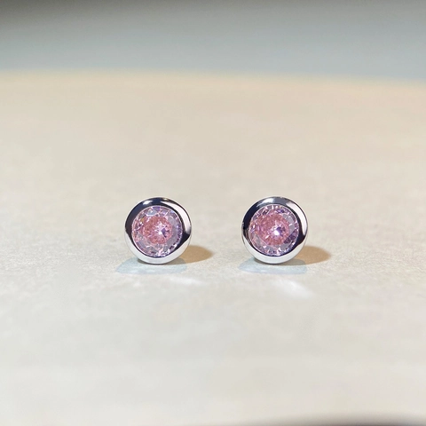 Lussuosi Orecchini a Bottone in Argento Sterling 925 Tondi Per Donna Con Strass Rosa Blu Minimalisti Geometrici Gioielli Moda