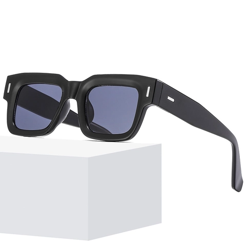 Gafas De Sol Cuadradas Retro Montura PC Lente AC Protección UV400 Remaches Metálicos Moda Unisex