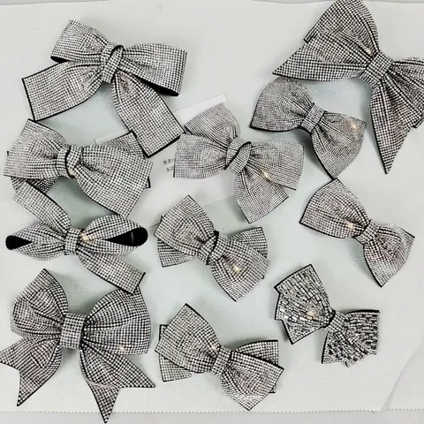 Sparkling Rhinestone Bow Hair Clip Elegant Bowknot Spring Clip Fashion Hair Accessories For Women Girls