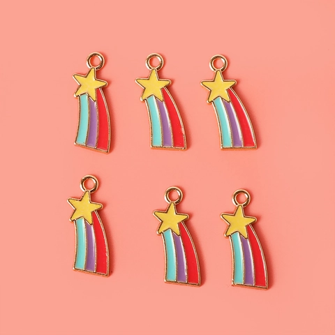 Alloy Enamel Shooting Star Charms Rainbow Star Pendants For DIY Jewelry Making Necklace Bracelet Crafting Accessories