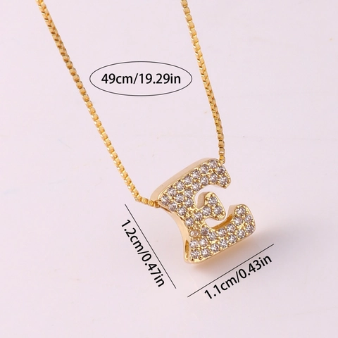 Collana Iniziale In Rame Placcato Oro Ciondolo Lettera Con Zirconia Cubica Trasparente Gioielli Di Moda Per Donna