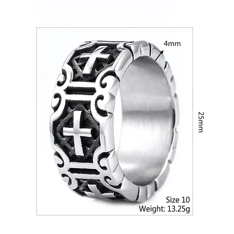 Anello Con Rilievo A Croce Vintage Da Uomo In Acciaio Inossidabile Stile Gothic Punk Rock Gioielli Religiosi Individuali