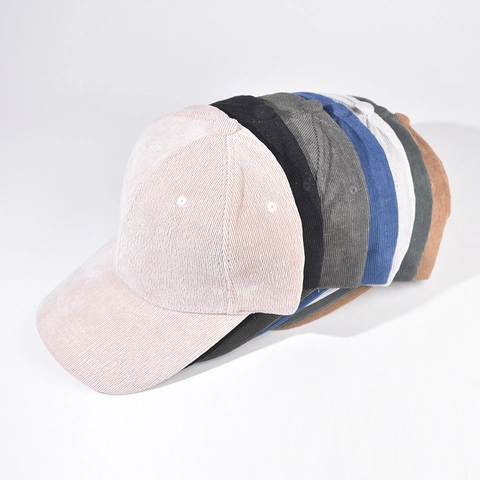 Corduroy Baseball Cap Adjustable Solid Color Vintage Cotton Casual Sun Hat For Men Women