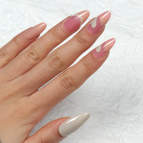 Faux Ongles À Presser Amande Cœur Rose Blanc Longue Pointe Française Faux Ongles Brillants Femmes Style Saint Valentin