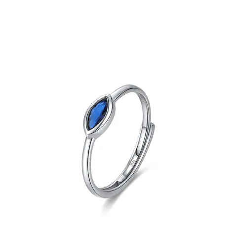 Marquise Blue Zircon 925 Sterling Silver Ring Adjustable Open Finger Jewelry Minimalist Elegant Women
