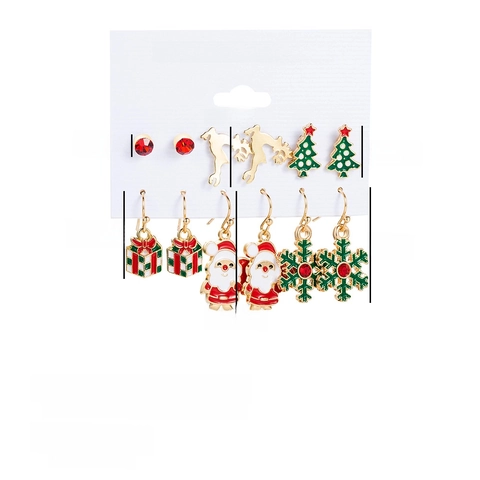 Orecchini Natale Lega Smalto Strass Perla Artificiale Babbo Natale Renna Accessori Festa Acciaio Inossidabile Perno Orecchio