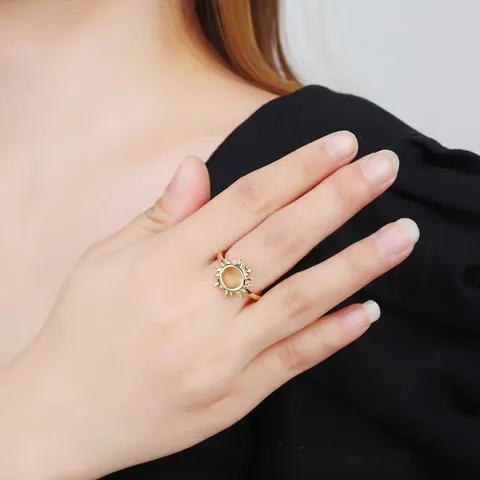 Himmelskörper Mond Sonne Vergoldet Zirkonia Verstellbarer Offener Ring Für Damen Eleganter Kupfer Fingerring Leichter Luxus Schmuck