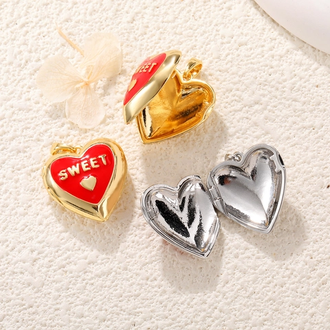 Heart Locket Necklace Copper Pendant Openable Photo Frame Moon Star Reindeer Enamel Zircon Jewelry For Women Fashion Gift