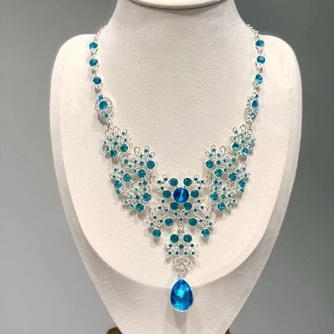 Set Collana E Orecchini Farfalla Fiore Strass Lusso Vintage Lega Pendente Goccia D'acqua Gioielli Per Donna Festa Matrimonio