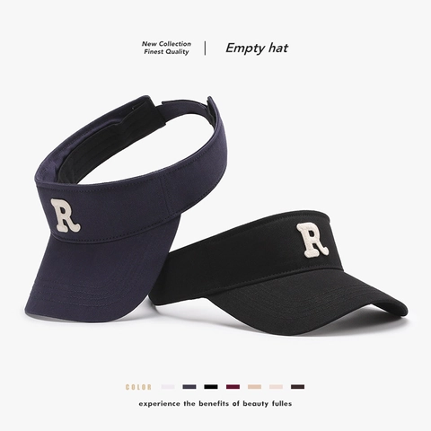 Sporty Cotton Sun Visor Hat Breathable UV Protection Adjustable Empty Top Cap Letter Embroidery For Outdoor Running Tennis