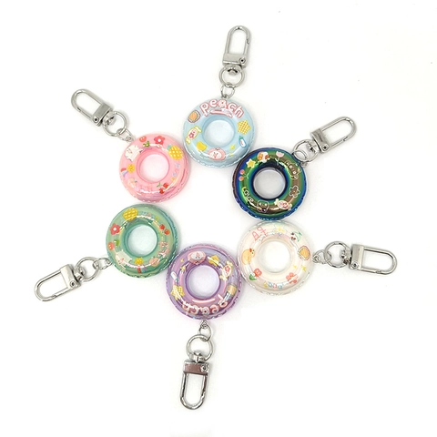 Kreative Simulation Mini Rettungsring Schlüsselanhänger Galvanisierte Bunte Cartoon Tierdruck Harz Tasche Anhänger Für Damen Geschenk