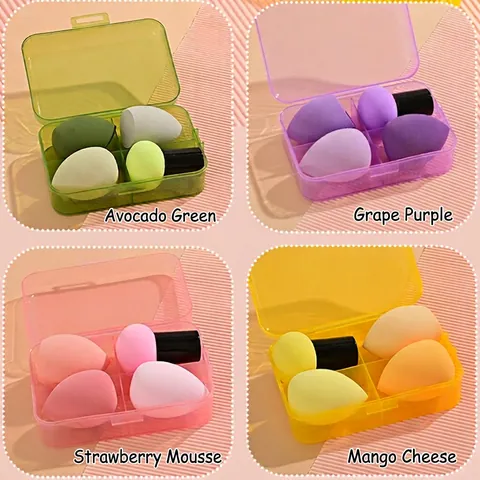Makeup Sponges And Foundation Brush Hydrophilic Non-Latex Soft Beauty Tools Wet Dry Use Cosmetic Storage Case