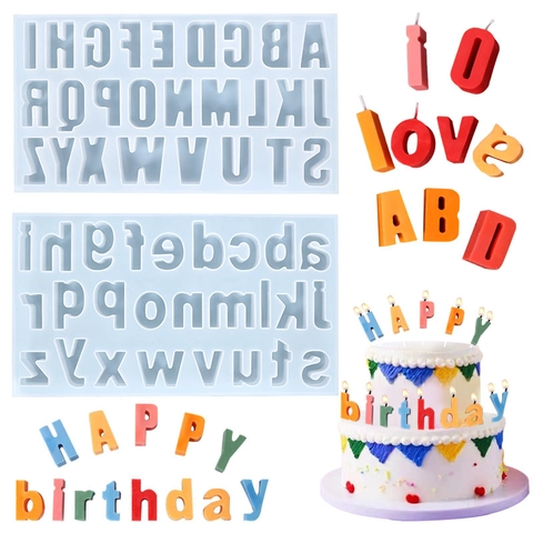 Alphabet Letter Silicone Mold For DIY Handmade Candle Resin Craft Mirror Surface Chocolate Candy Baking Cake Decorating Tool