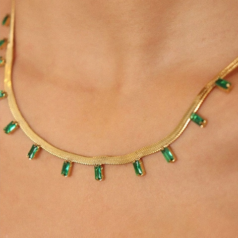 Collana Choker In Acciaio Inossidabile Con Nappe In Zircone Baguette Per Donna Gioielli Geometrici Eleganti Minimalisti
