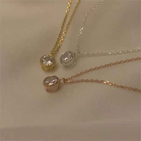Collana In Argento Sterling 925 Con Ciondolo In Zircone Rotondo Gioielli Eleganti In Stile Coreano Minimalista Per Donna