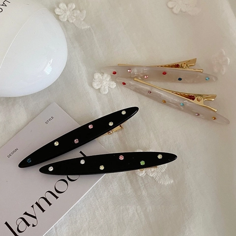 Pinzas De Pelo De Acetato Para Mujer Estilo Coreano Diamantes De Imitación Coloridos Pasadores De Pelo Aleación