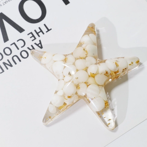 Zeester Ornament Handgemaakte Hars Kristalgrind Bladgoud Tafeldecoratie Oceaan Stijl Huis Accessoire