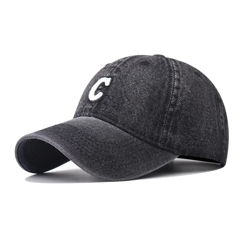 Cappello Da Baseball Denim Lavato Cotone Lettera C Ricamata Regolabile Vintage Protezione Solare Traspirante Uomo Donna