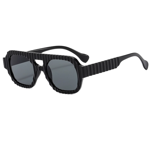 Occhiali da Sole Aviator con Texture a Costine Retrò per Donna Uomo Doppio Ponte UV400 Montatura in PC Quadrata Moda Esterna