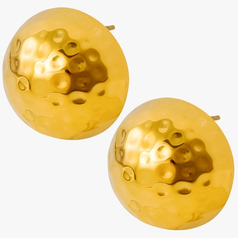 Orecchini A Lobo A Cupola Martellata Acciaio Inossidabile 304 Mezza Sfera Rotonda Gioielli Minimalisti Chic