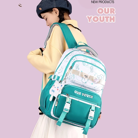 Large Capacity Oxford School Backpack Waterproof College Style Contrast Color Student Bag For Girls Casual Travel