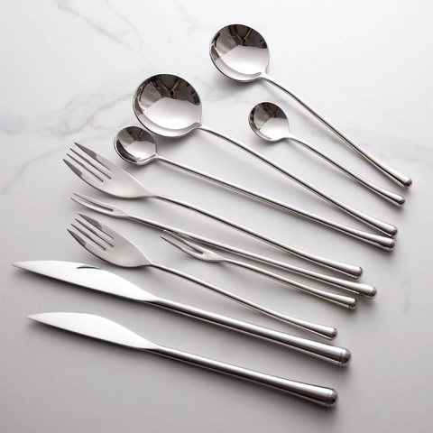 Edelstahl Besteck Spiegel Poliert Modern Minimalistisch Abendessen Messer Gabel Löffel Haus Westliches Essen Silber