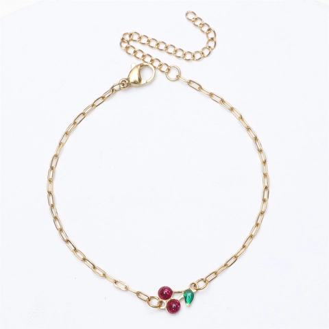 Kers Hanger Armband 18K Verguld Titanium Staal Emaille Ins Stijl Zoete Sieraden Voor Vrouwen