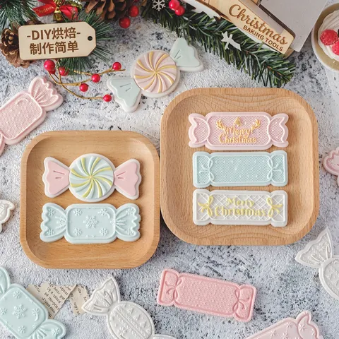 Weihnachtsgebäck Ausstecher Süßigkeiten Form Acryl Fondant Stempel PLA Kunststoff Backform Für Kuchendekoration DIY Geschenk