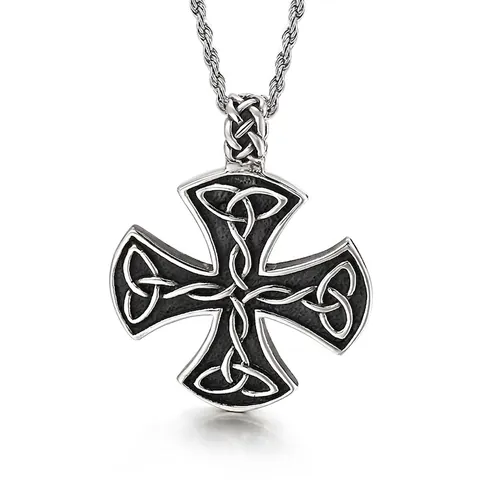 Pendentif Croix Noeud Celtique Acier Inoxydable Bijoux Style Punk Religieux Vintage Pour Hommes