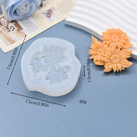 Zonnebloem Siliconen Mal 3D Bloemmotief Flexibel Voor Bakken Cake Mousse Chocolade DIY Handgemaakte Kaars Zeep Hars Gips