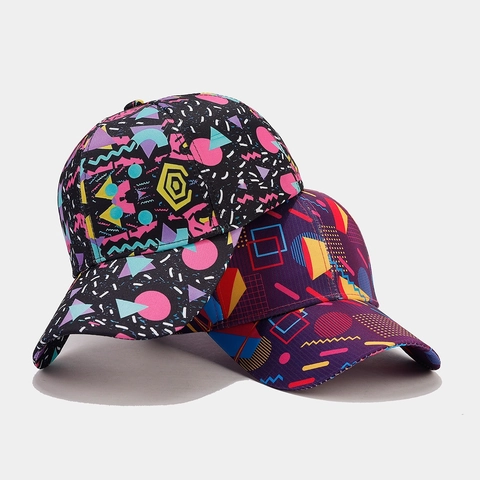Retro Memphis Stijl Geometrisch Bedrukt Honkbalpet Verstelbaar Polyester Zonbescherming Hip Hop Peak Hat Voor Heren Dames