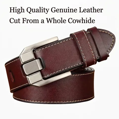 Herren Vintage Echtleder Gürtel Mit Legierung Dornschließe Klassisches Spaltleder Taillenbund Für Jeans Lässig Business Accessoires
