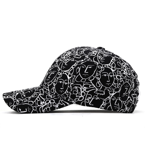 Katoenen Honkbalpet Chinese Stijl Abstracte Kunst Print Zonnehoed Verstelbaar Ademend Streetwear