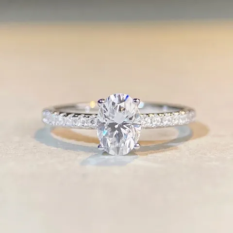 Ovaler Moissanit Ring 925 Sterling Silber Verlobungsring Hochzeitsschmuck Für Damen