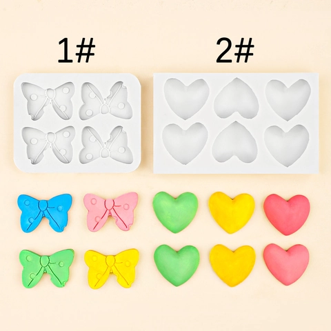 Heart Bowknot Silicone Mold For Cake Decorating Chocolate Resin Casting Clay DIY Craft Decorative Tool