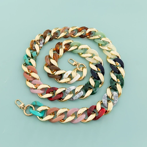 Acrylic Resin Bag Strap Replacement Chain With Gold Metal Links For Women Handbag Shoulder DIY Decorative Accessories