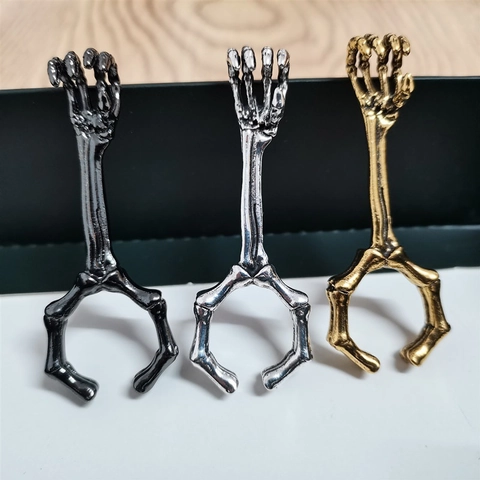 Anillo Porta Sigarette Mano Scheletro Gotico Punk Regolabile Lega Anello Aperto Per Fumare