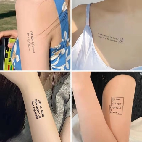 Adesivi Per Tatuaggi Temporanei Semipermanenti Al Succo D'Erba Impermeabili Lunga Durata Arte Corporea Minimalista Farfalla