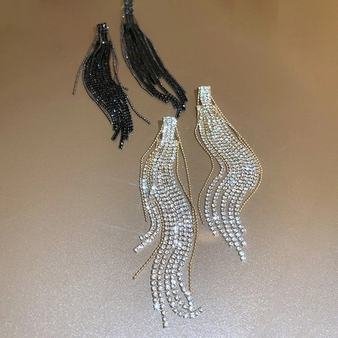 Lange Quastenohrringe Mit 925 Sterling Silber Ohrstecker Kupfer Rheinkiesel Elegante Formale Schmuck Für Frauen