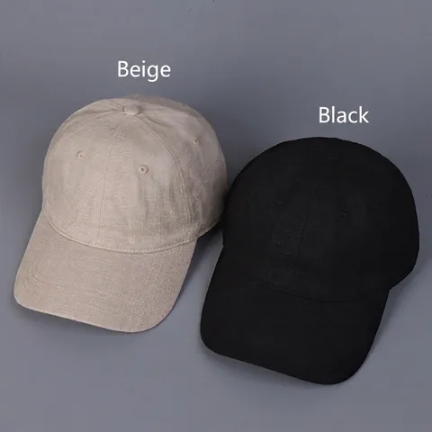 Minimalist Cotton Linen Baseball Cap Breathable Sun Protection Adjustable Curved Brim Casual Hat