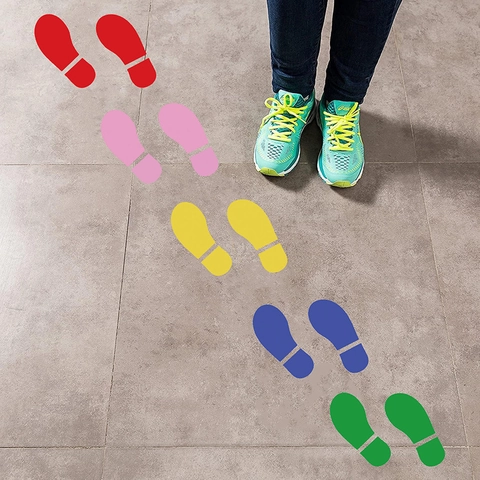 Colorful Footprint Stickers PVC Removable Floor Guide Wall Decals Kindergarten Classroom Stairway Decor