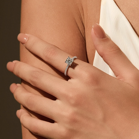 Moissanit Ring 925 Sterling Silber Rundschliff Funkelnd Kubik Zirkonia Luxus Verlobungsschmuck Für Damen